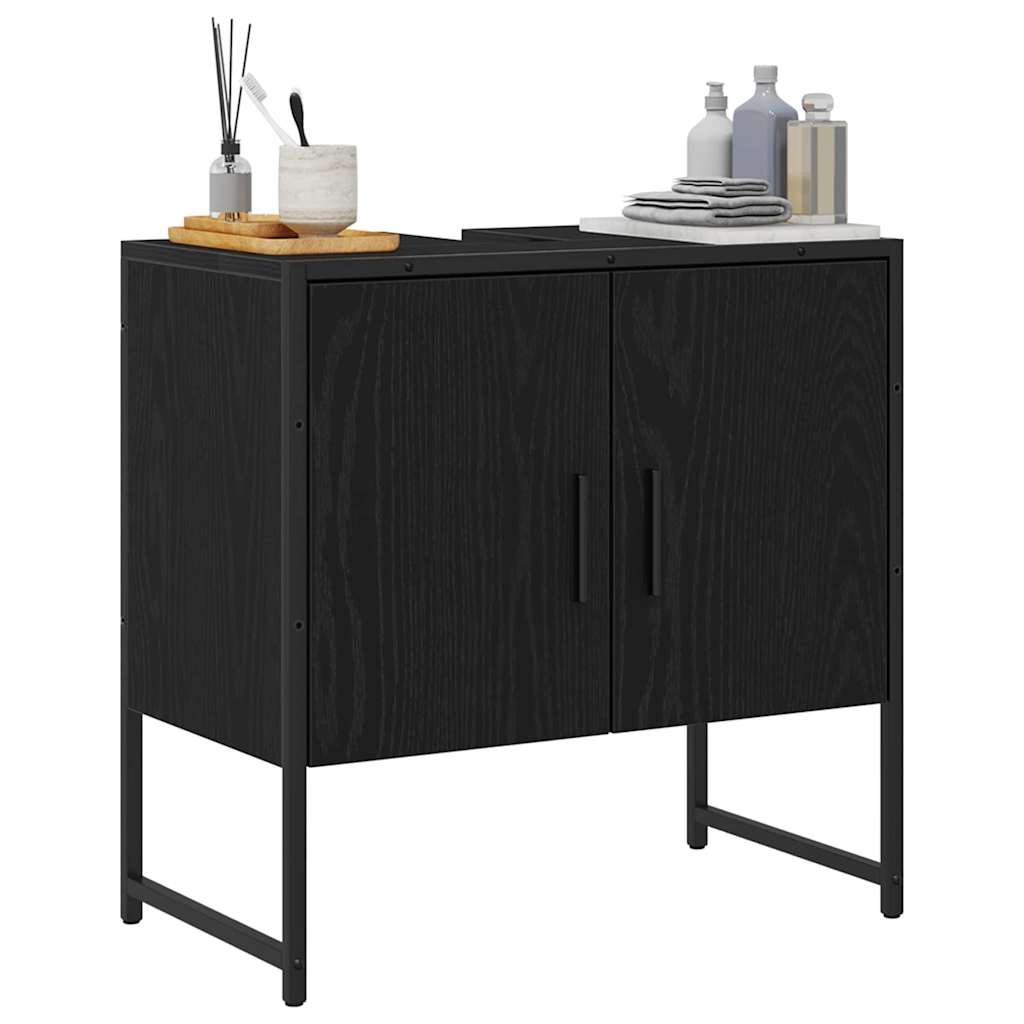 Waschbeckenunterschrank mit Tür Schwarze Eiche 60 x 30 x 60 cm