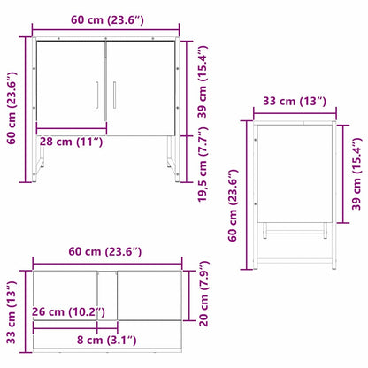 Waschbeckenschrank Schwarz Eichen-Optik 60 x 30 x 60 cm