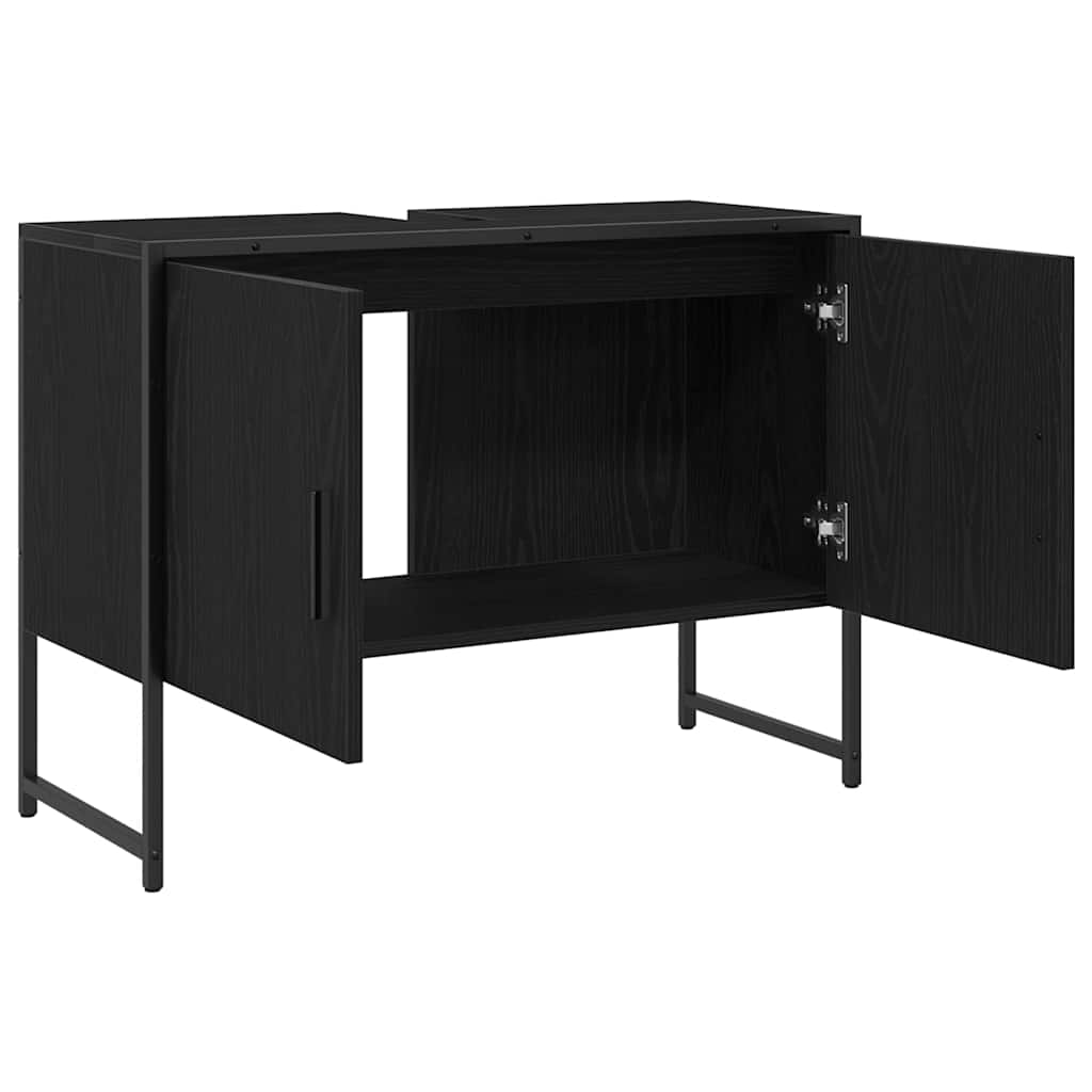 Waschbeckenunterschrank mit Tür Schwarze Eiche 80 x 30 x 60 cm