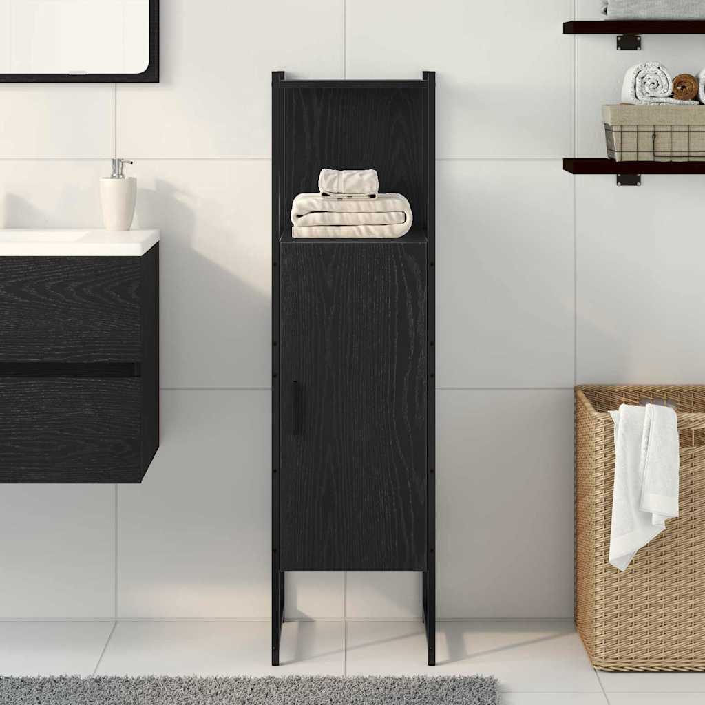 Badezimmer Schrank mit Regal Schwarze Eiche 33 x 33 x 120.5 cm