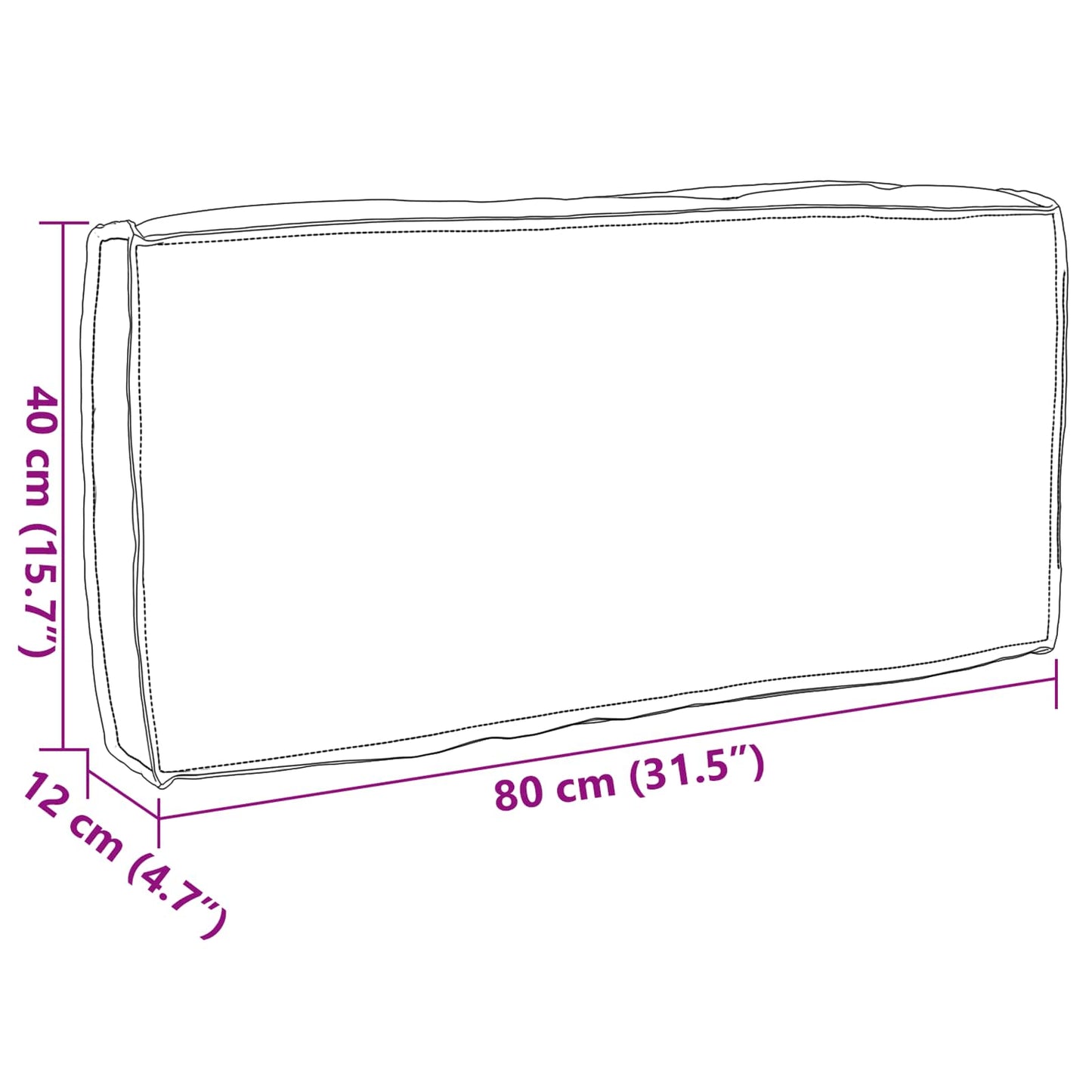 Kissen Grau 80 x 40 x 12 cm Oxford-Stoff