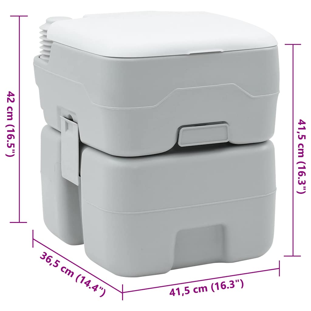 Camping-Toilette Grau und Weiß 41,5 x 36,5 x 42 cm Polyethylen