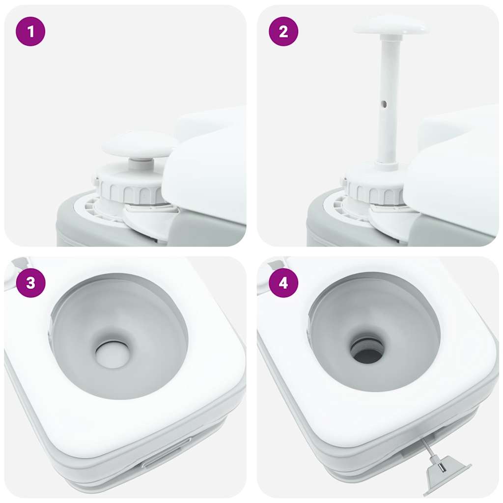 Camping-Toilette Grau und Weiß 41,5 x 36,5 x 30 cm Polyethylen