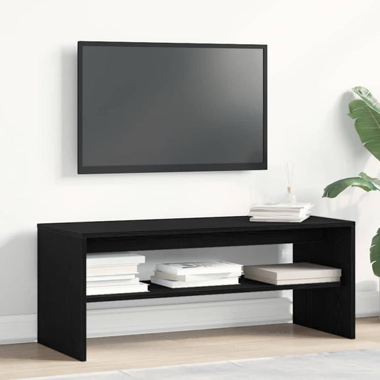 Meuble TV aspect chêne noir 100x40x40 cm matériau à base de bois