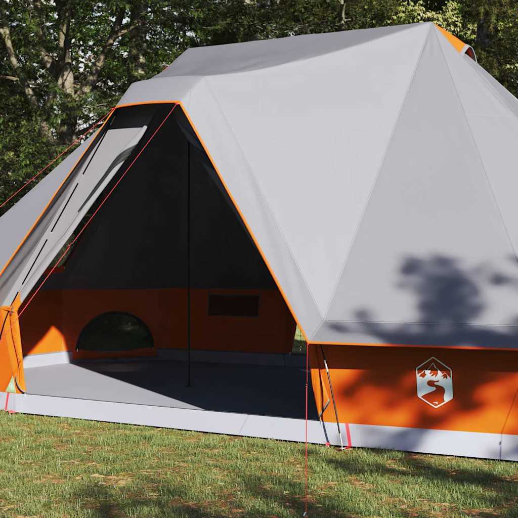 Tipi Zelt 10 Personen Grau und Orange Taft