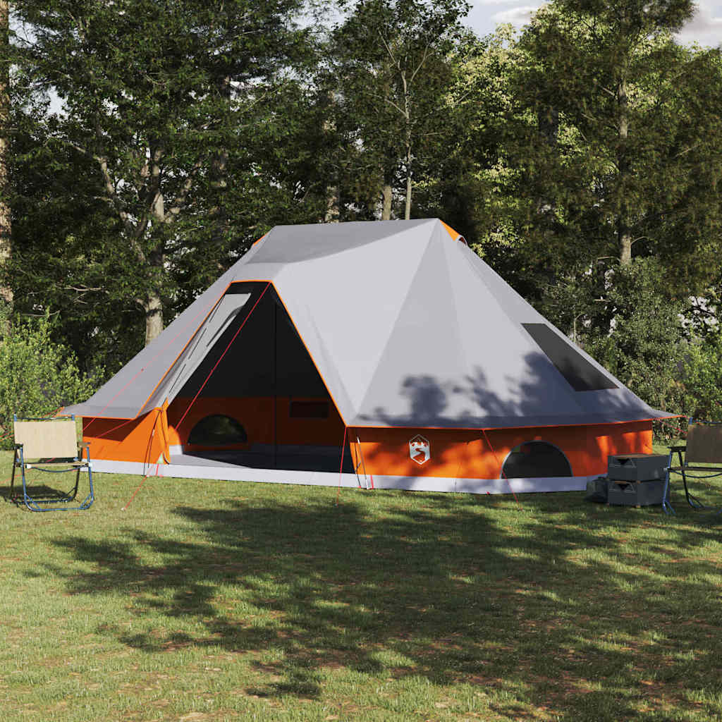 Tipi Zelt 10 Personen Grau und Orange Taft