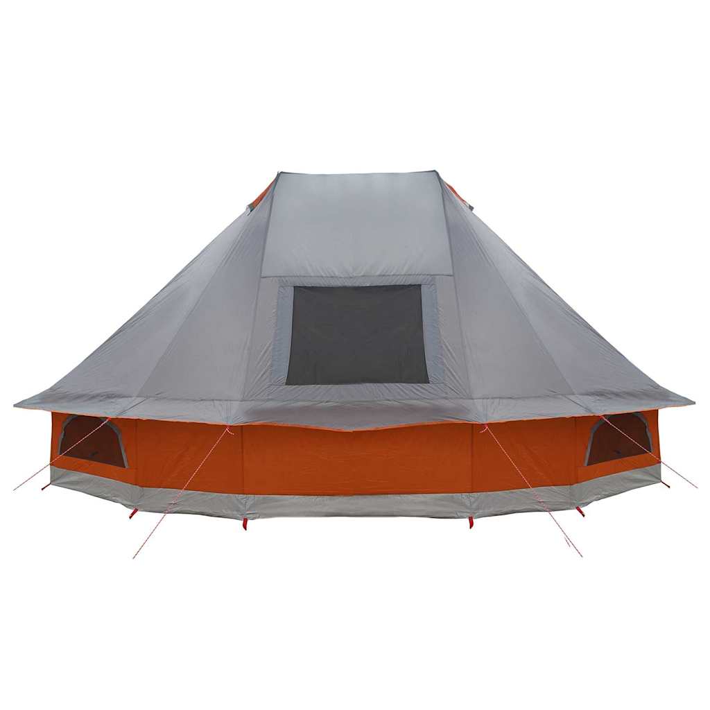 Tipi Zelt 10 Personen Grau und Orange Taft
