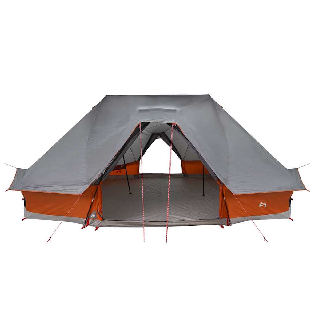 Tipi Zelt 10 Personen Grau und Orange Taft