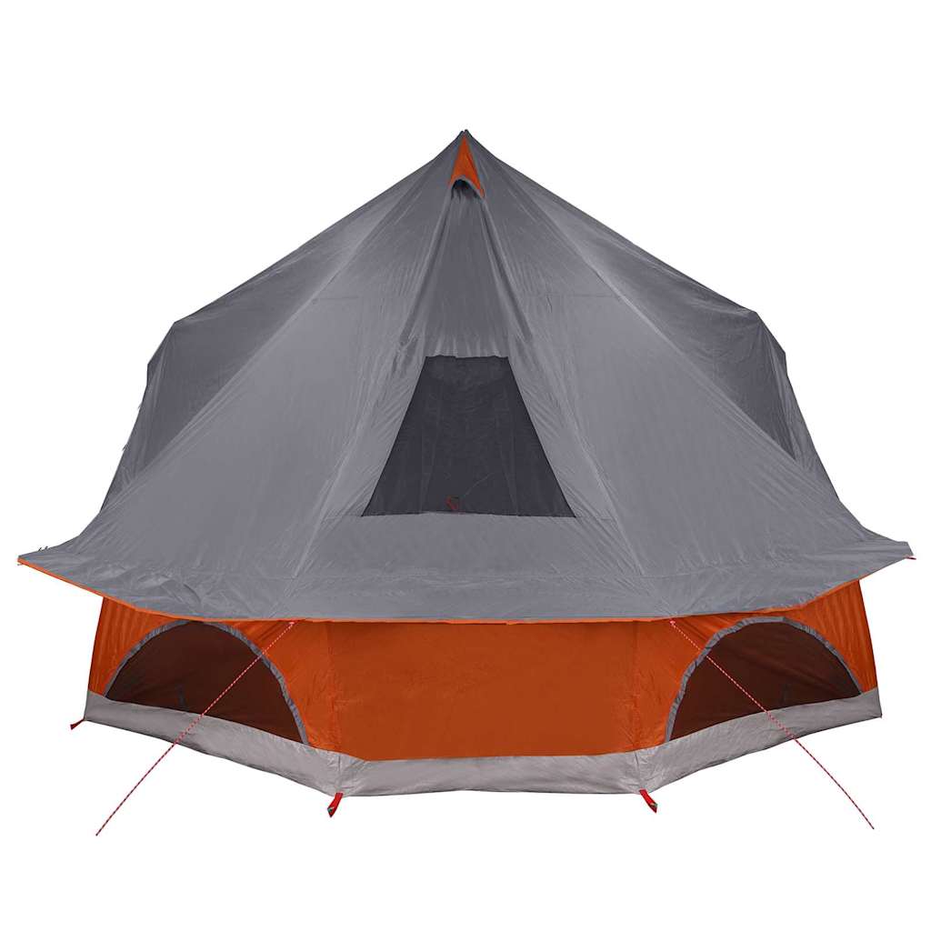 Tipi Zelt 10 Personen Grau und Orange Taft