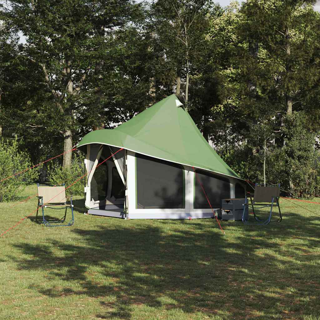 Tipi Zelt mit Dach mit Speicher Grün 404 x 370 x 270 cm Taft