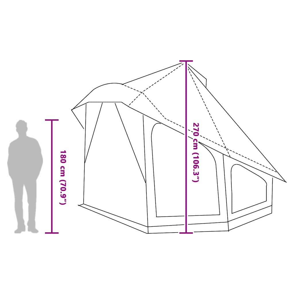 Tipi Zelt mit Dach mit Speicher Grün 404 x 370 x 270 cm Taft