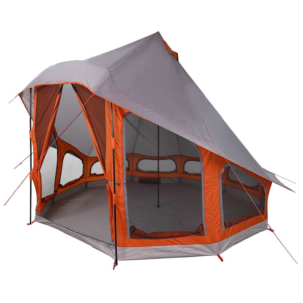 Familien-Tipi-Zelt mit Dach Grau und Orange 404 x 370 x 270 cm