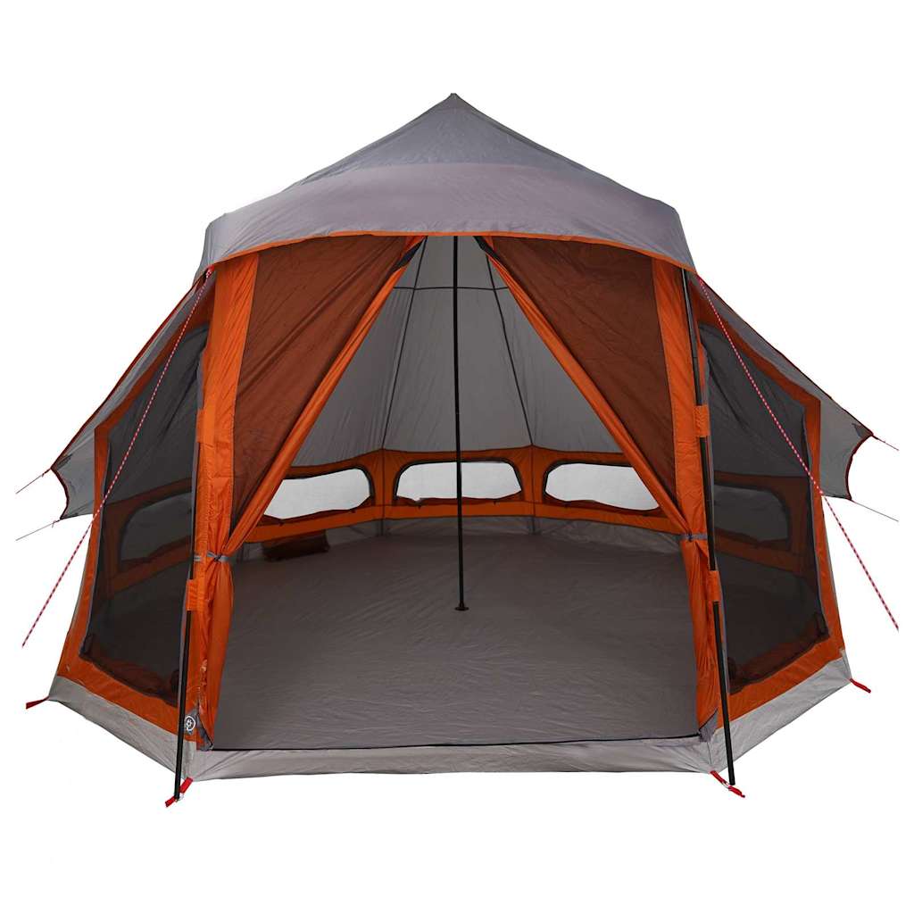 Familien-Tipi-Zelt mit Dach Grau und Orange 404 x 370 x 270 cm