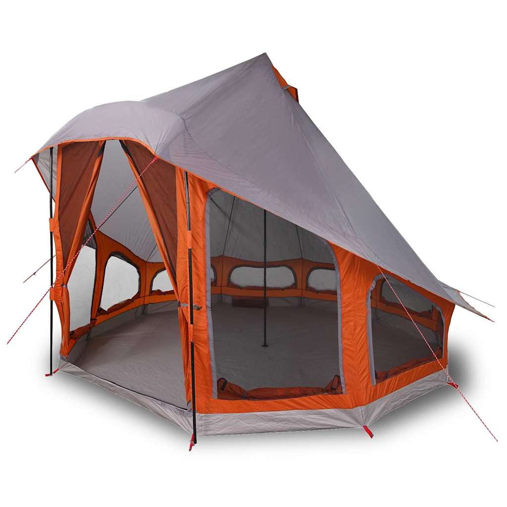 Familien-Tipi-Zelt mit Dach Grau und Orange 404 x 370 x 270 cm