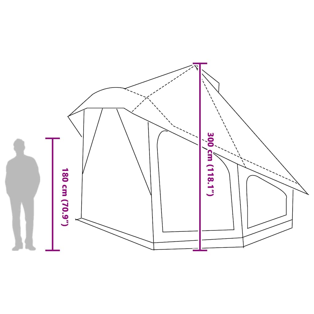Tipi Zelt mit Dach Grau und Orange 508 x 470 x 300 cm Taft