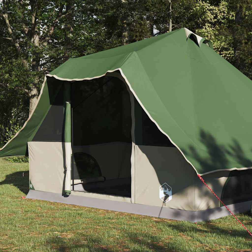 Familien-Tipi-Zelt mit Dach Grün und Braun 358 x 296 x 258 cm