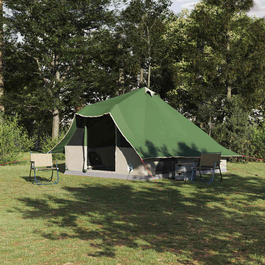 Familien-Tipi-Zelt mit Dach Grün und Braun 358 x 296 x 258 cm