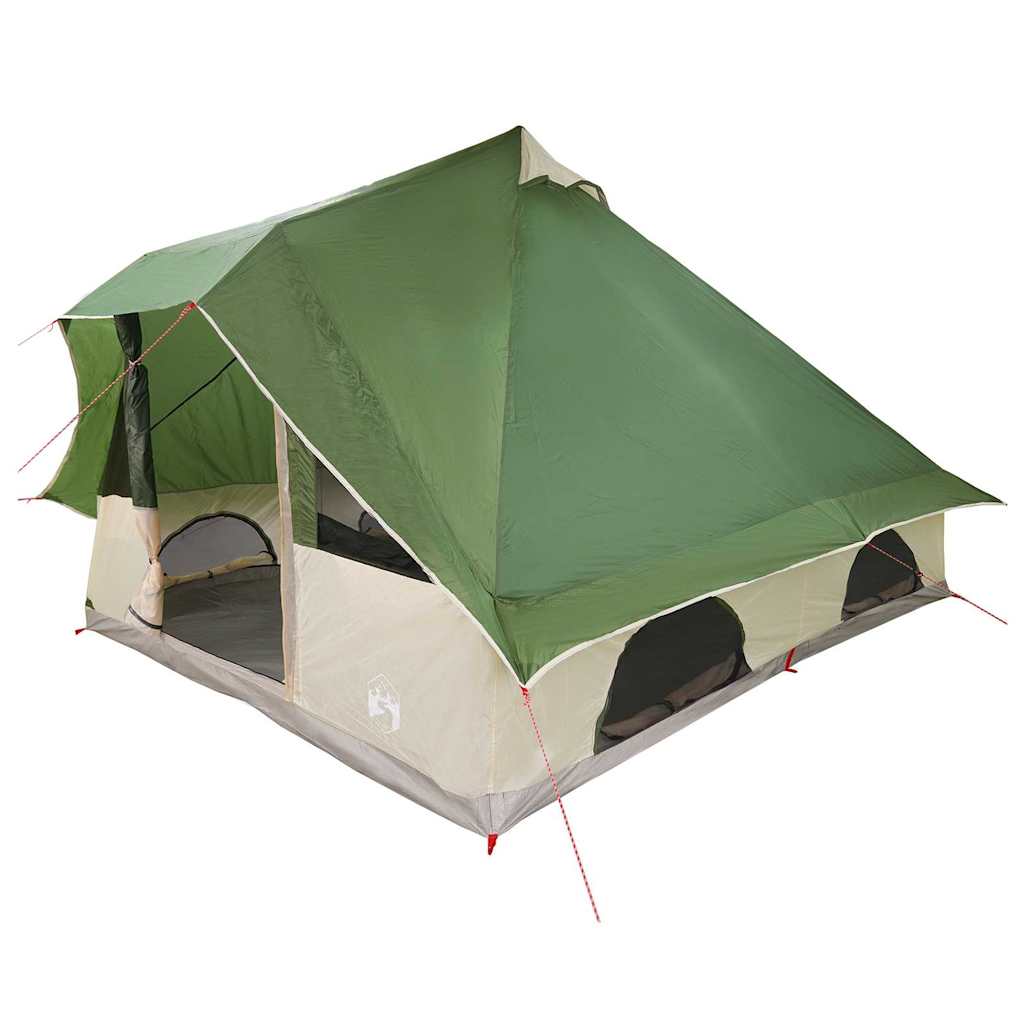 Familien-Tipi-Zelt mit Dach Grün und Braun 358 x 296 x 258 cm