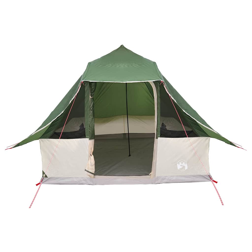 Familien-Tipi-Zelt mit Dach Grün und Braun 358 x 296 x 258 cm