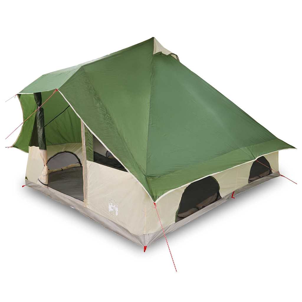 Familien-Tipi-Zelt mit Dach Grün und Braun 358 x 296 x 258 cm