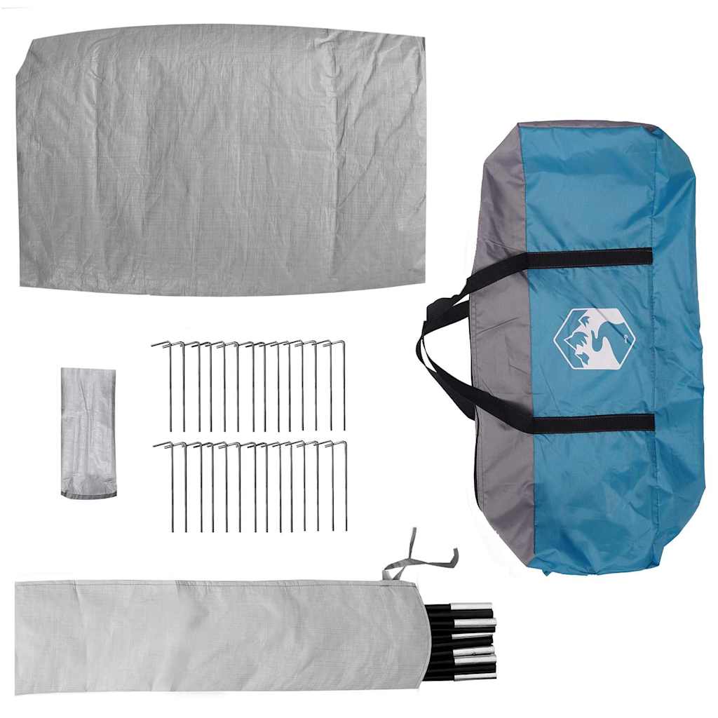 Tipi Zelt mit Dach mit Speicher Blau 358 x 296 x 258 cm Taft
