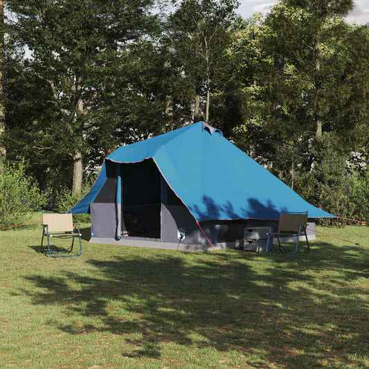 Familien-Tipi-Zelt mit Dach Blau und Grau 358 x 296 x 258 cm
