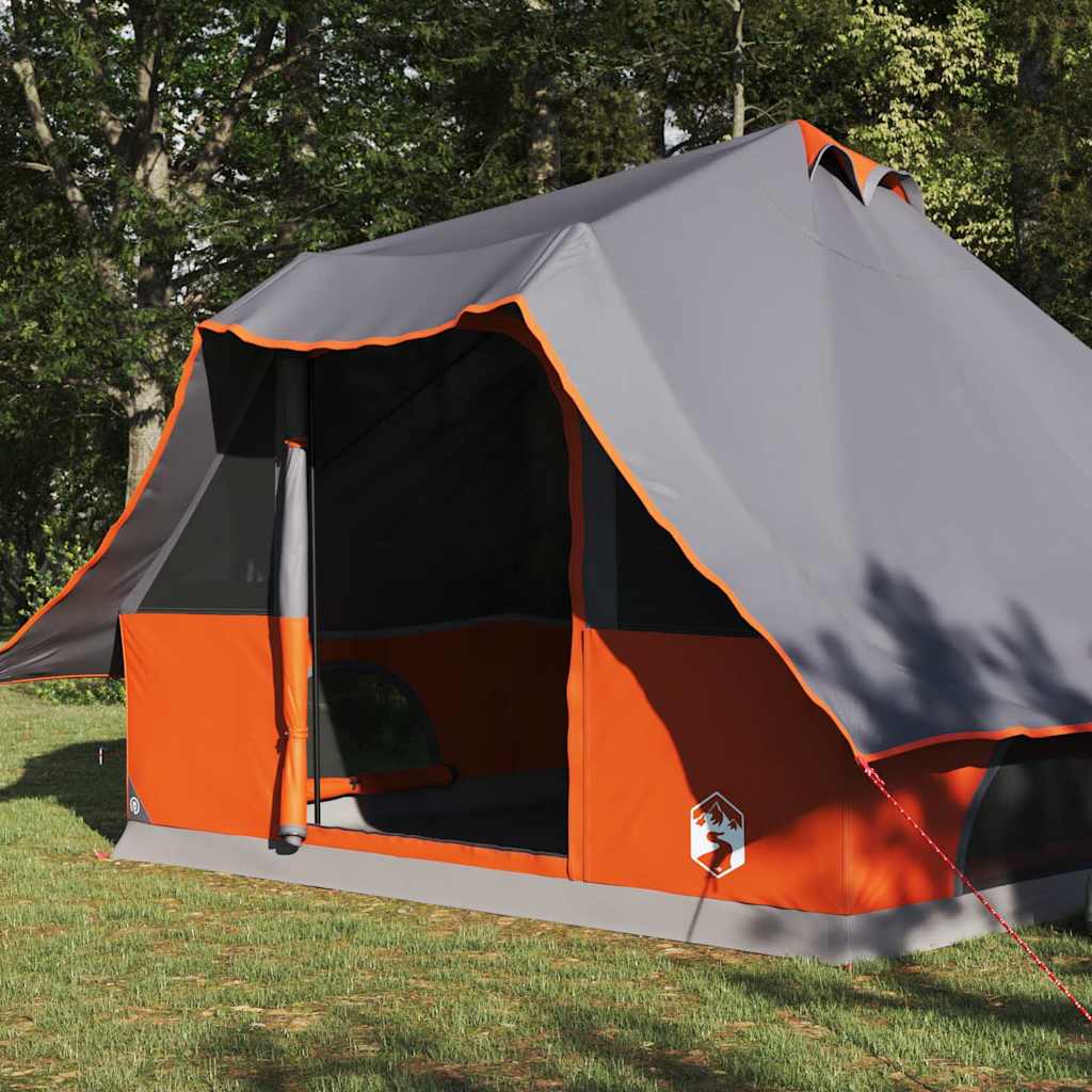 Familien-Tipi-Zelt mit Dach Grau und Orange 358 x 296 x 258 cm
