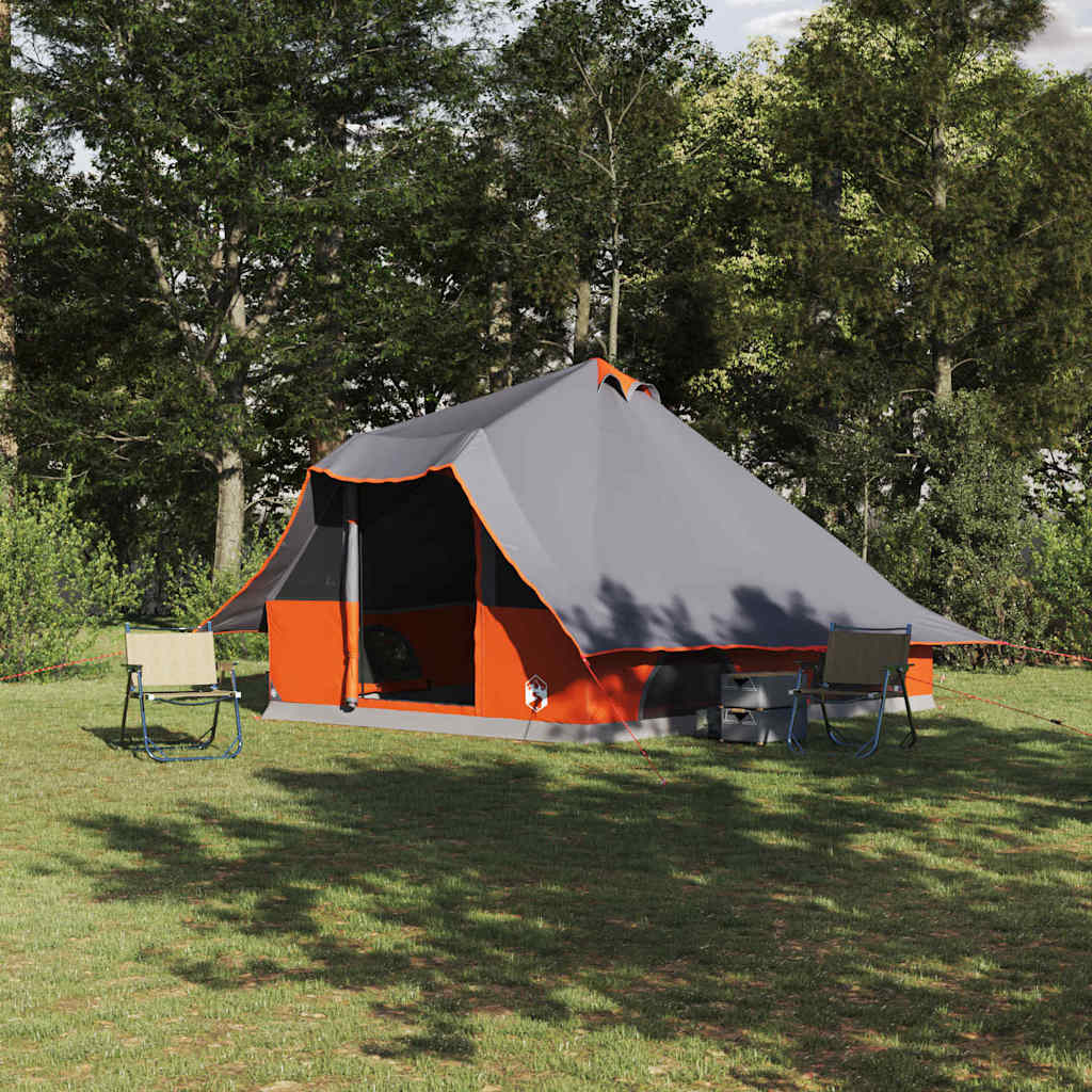 Familien-Tipi-Zelt mit Dach Grau und Orange 358 x 296 x 258 cm