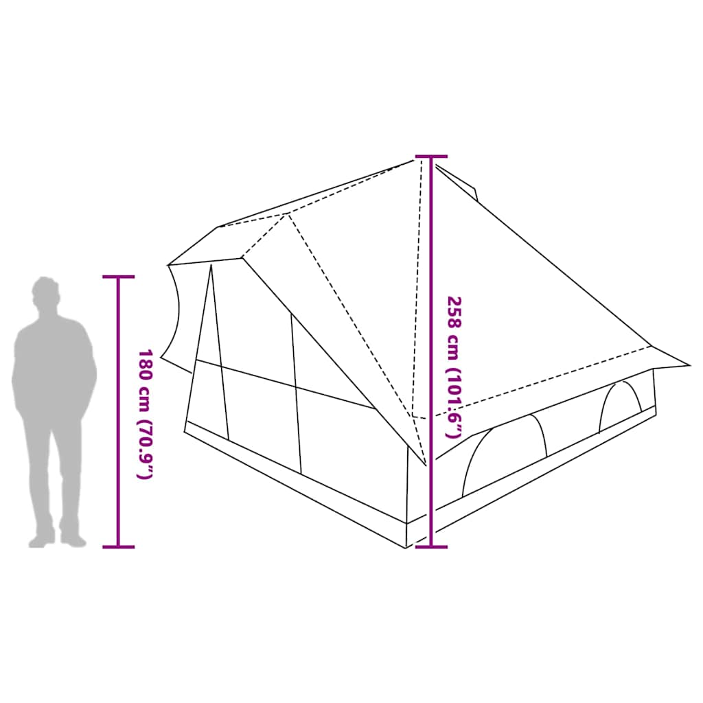 Tipi Zelt mit Dach Grau und Orange 358 x 296 x 258 cm Taft