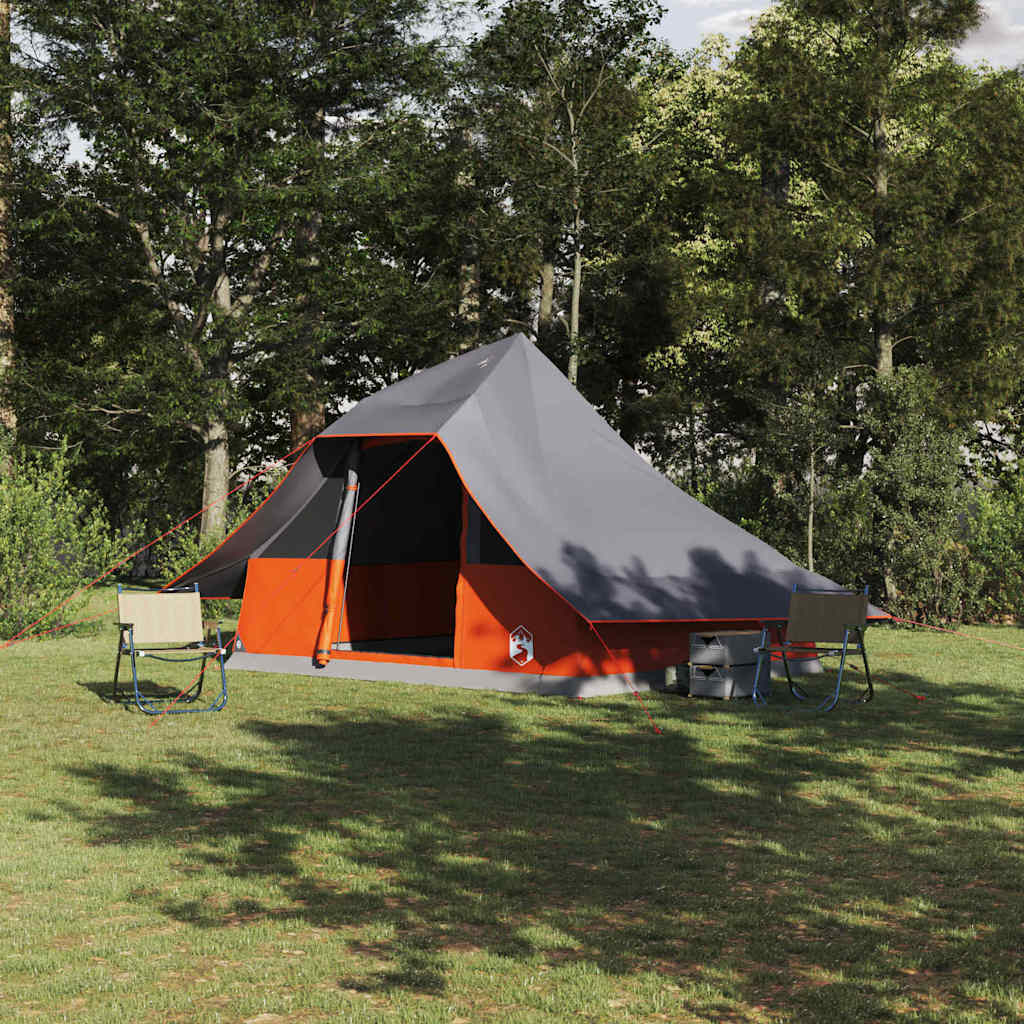 Familien-Tipi-Zelt mit Dach Grau und Orange 364 x 281 x 257 cm
