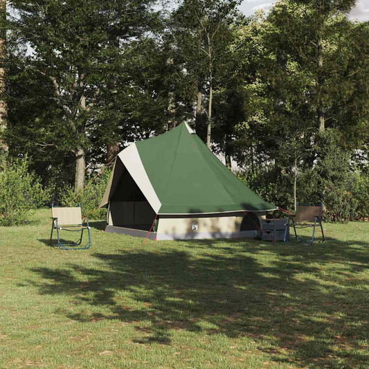 Familien-Tipi-Zelt mit Dach Grün und Beige 400 x 346 x 250 cm