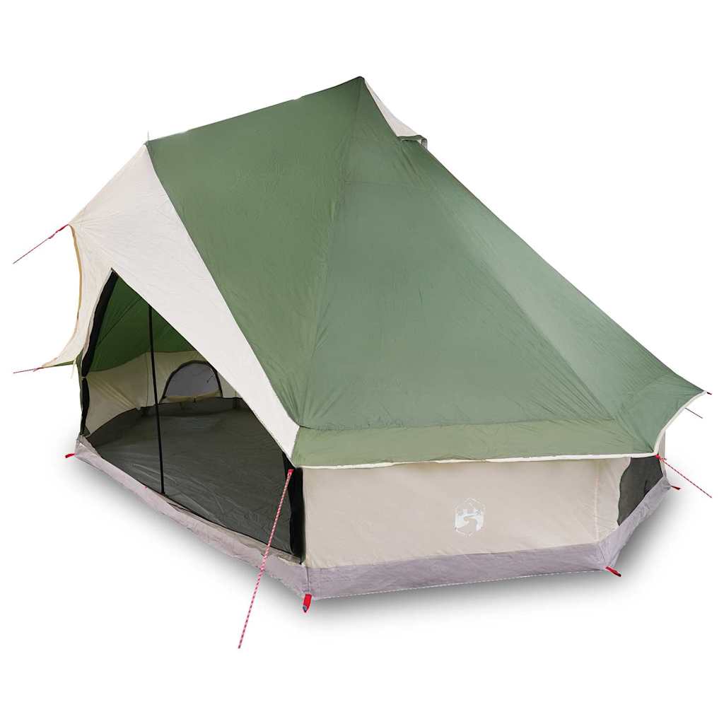 Familien-Tipi-Zelt mit Dach Grün und Beige 400 x 346 x 250 cm