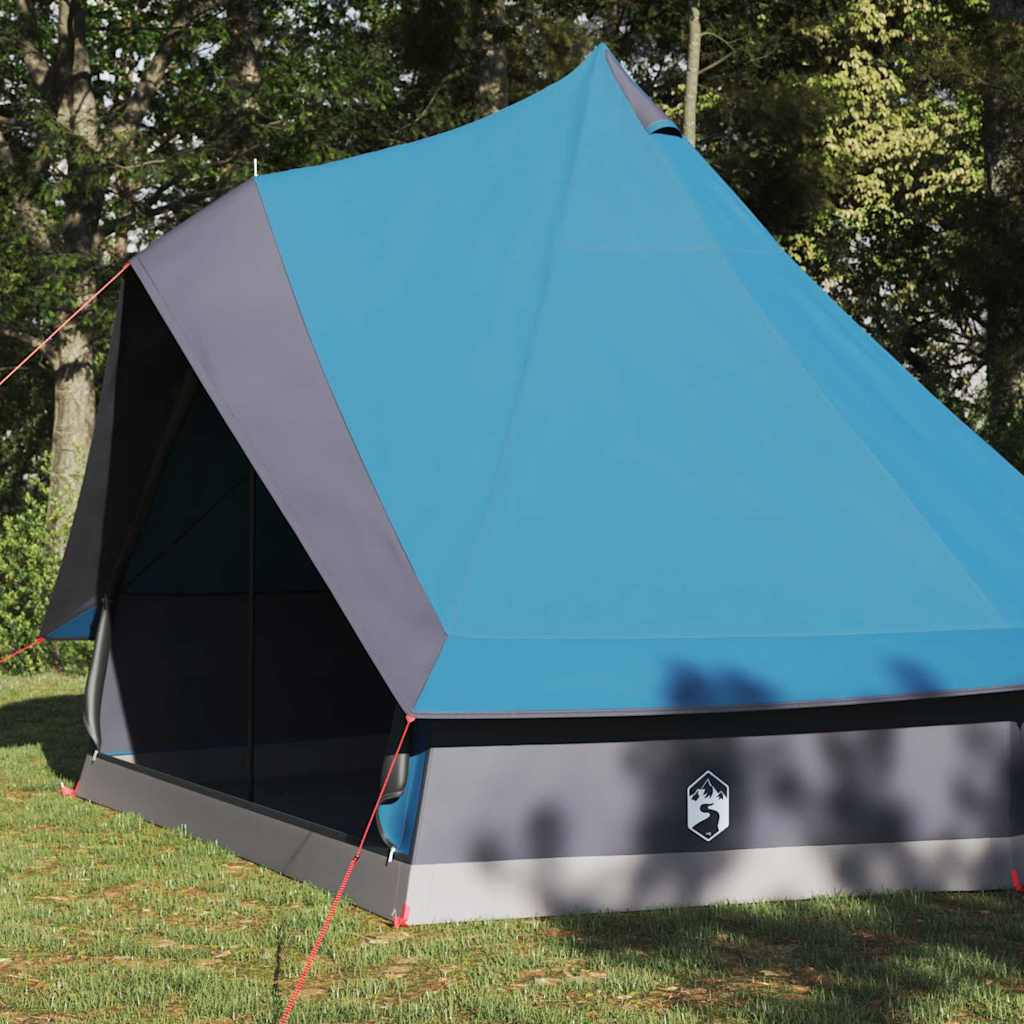 Familien-Tipi-Zelt mit Dach Blau und Grau 400 x 346 x 250 cm