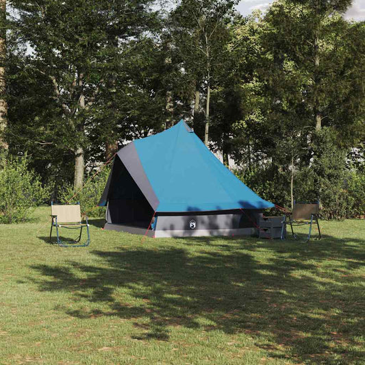 Familien-Tipi-Zelt mit Dach Blau und Grau 400 x 346 x 250 cm