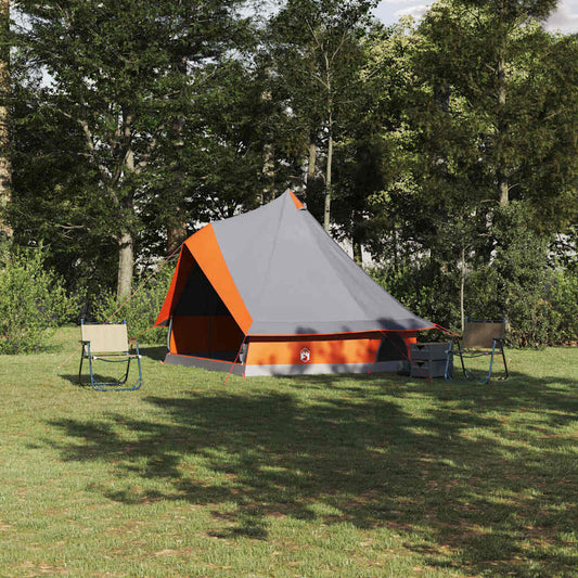 Familien-Tipi-Zelt mit Dach Grau und Orange 400 x 346 x 250 cm