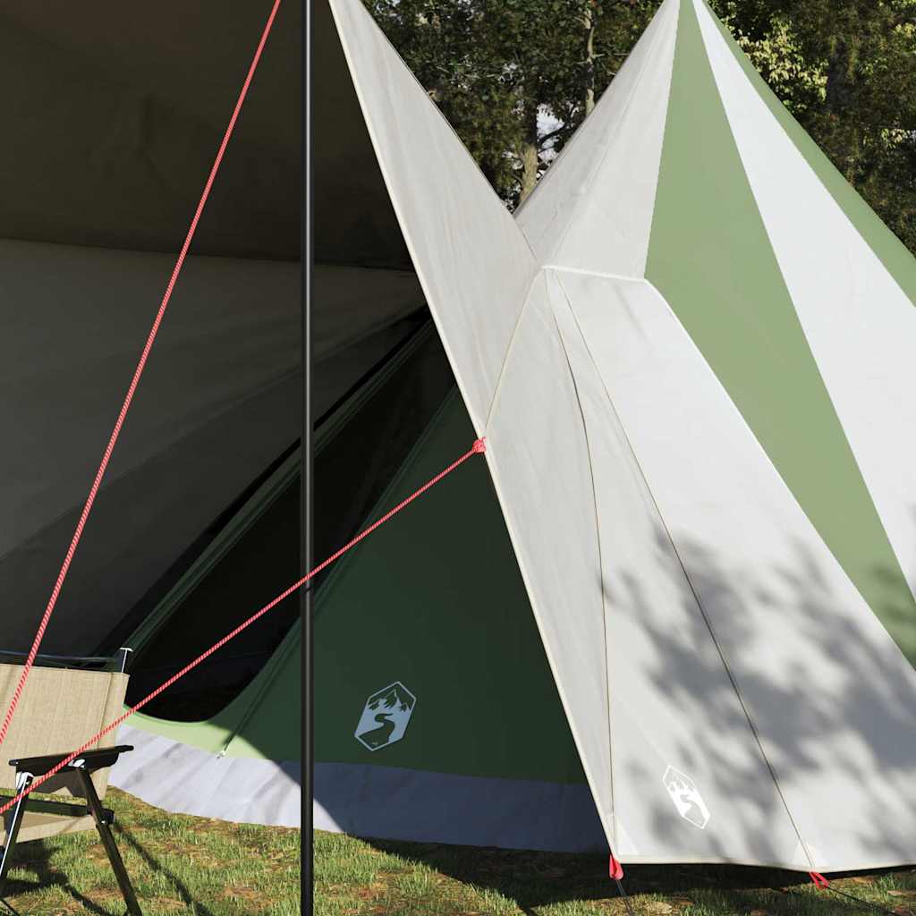 Familien-Tipi-Zelt mit Dach Grün und Beige 510 x 690 x 330 cm