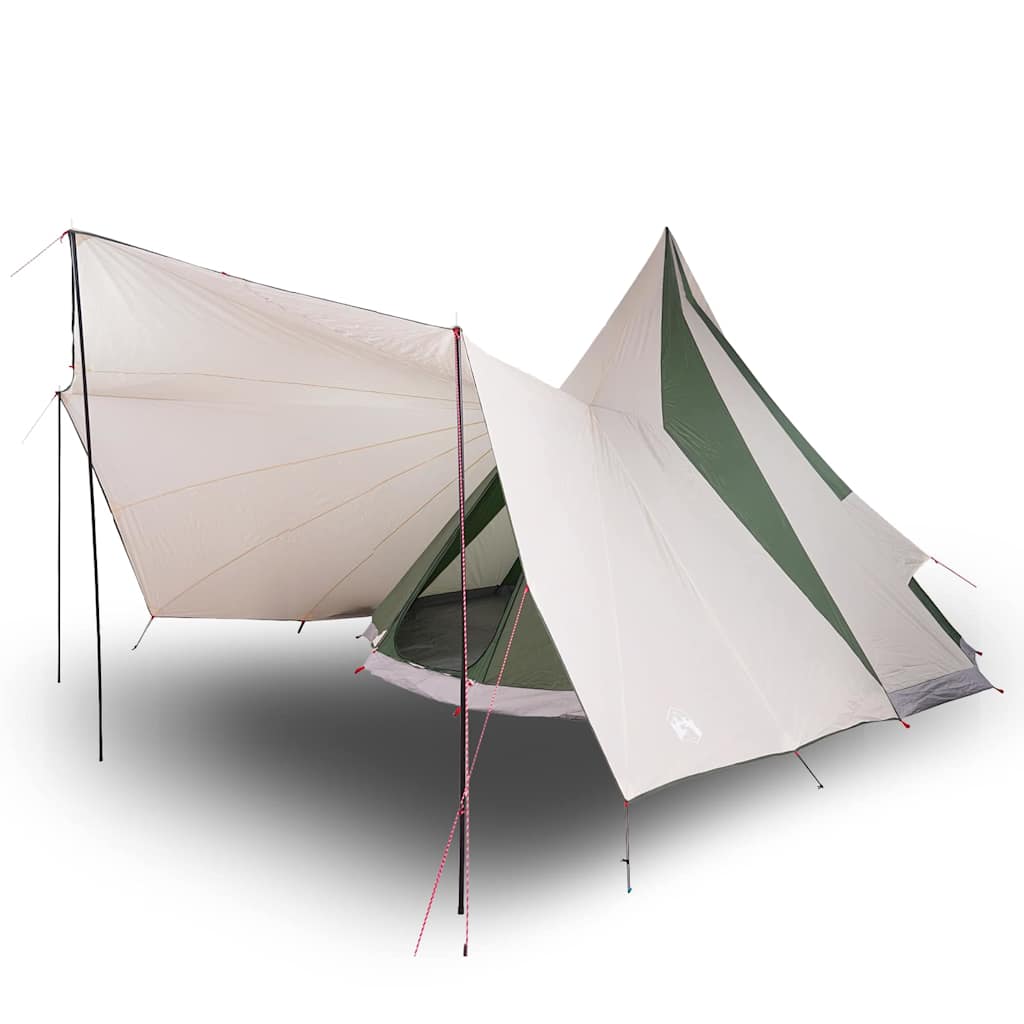Familien-Tipi-Zelt mit Dach Grün und Beige 510 x 690 x 330 cm