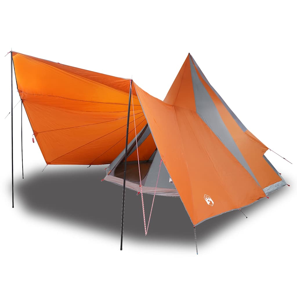 Familien-Tipi-Zelt mit Dach Grau und Orange 510 x 690 x 330 cm