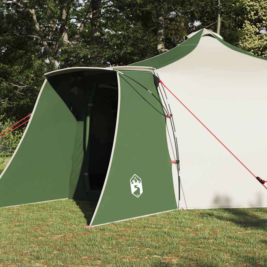 Tipi Zelt mit Dach Grün und Beige 492 x 492 x 275 cm Stoff