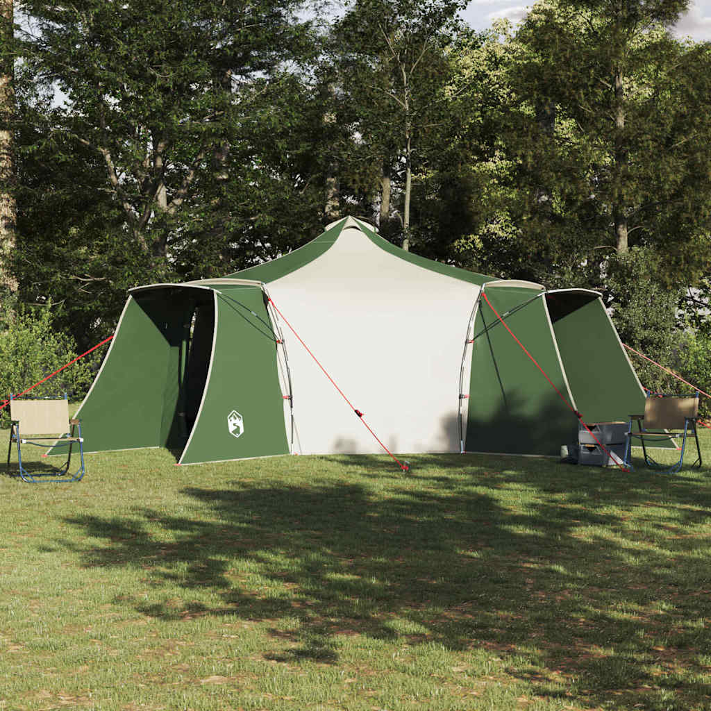 Tipi Zelt mit Dach Grün und Beige 492 x 492 x 275 cm Stoff