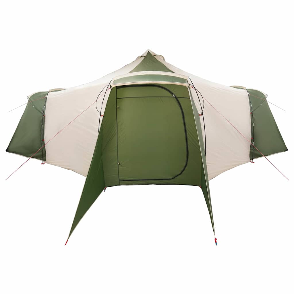 Tipi Zelt mit Dach Grün und Beige 492 x 492 x 275 cm Stoff