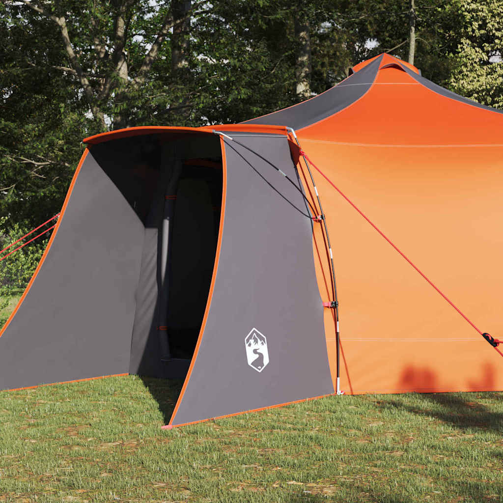 Tipi Zelt mit Dach Grau und Orange 492 x 492 x 275 cm Stoff