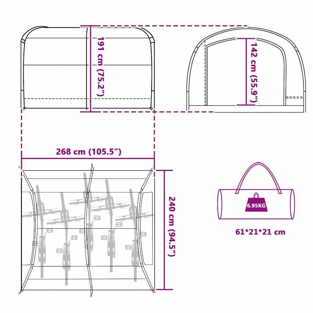Zelt mit Dach Grün 268 x 240 x 191 cm Polyester