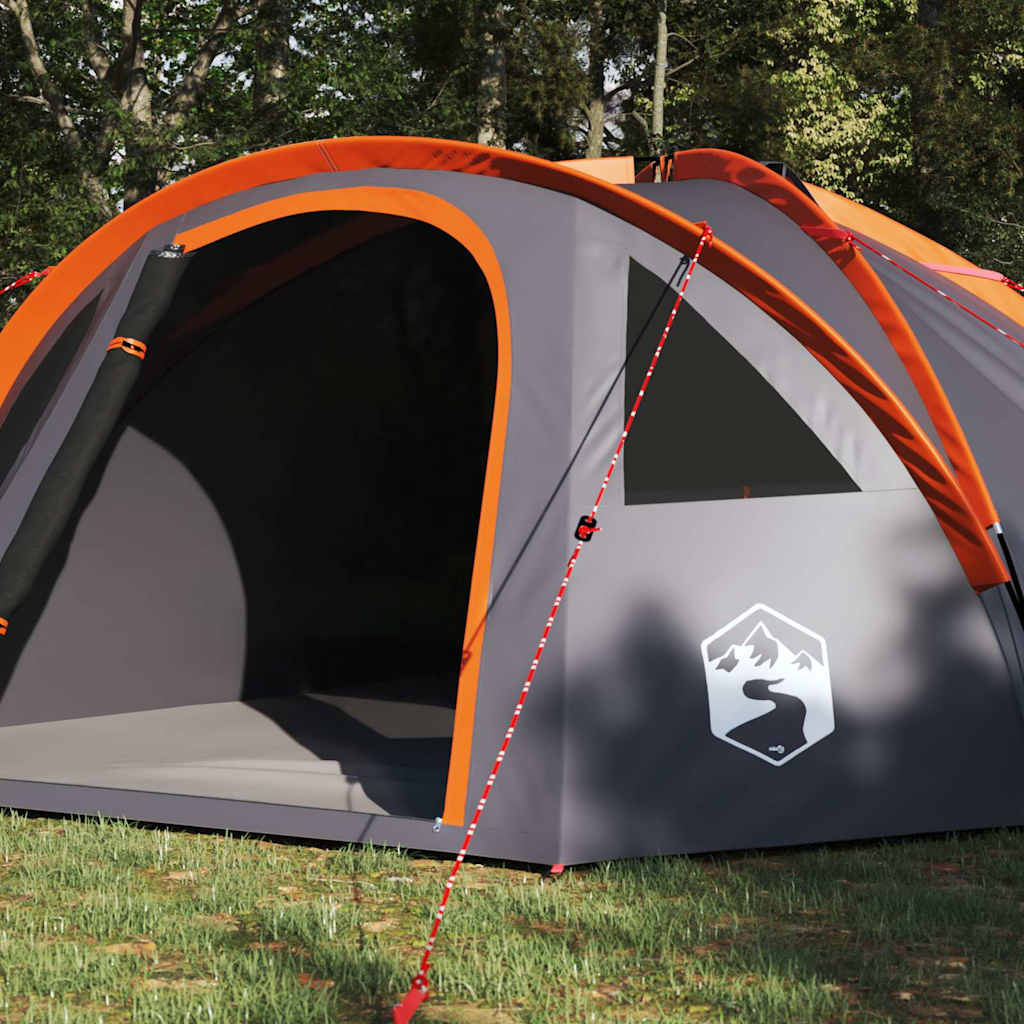 Kuppelzelt 4 Personen 308 x 268 x 130 cm Grau und Orange Taft