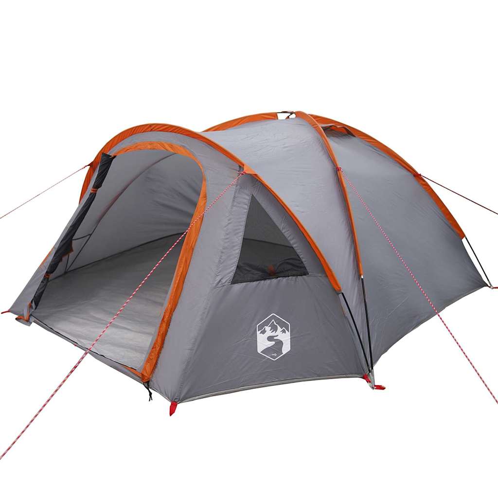 Kuppelzelt 4 Personen 308 x 268 x 130 cm Grau und Orange Taft