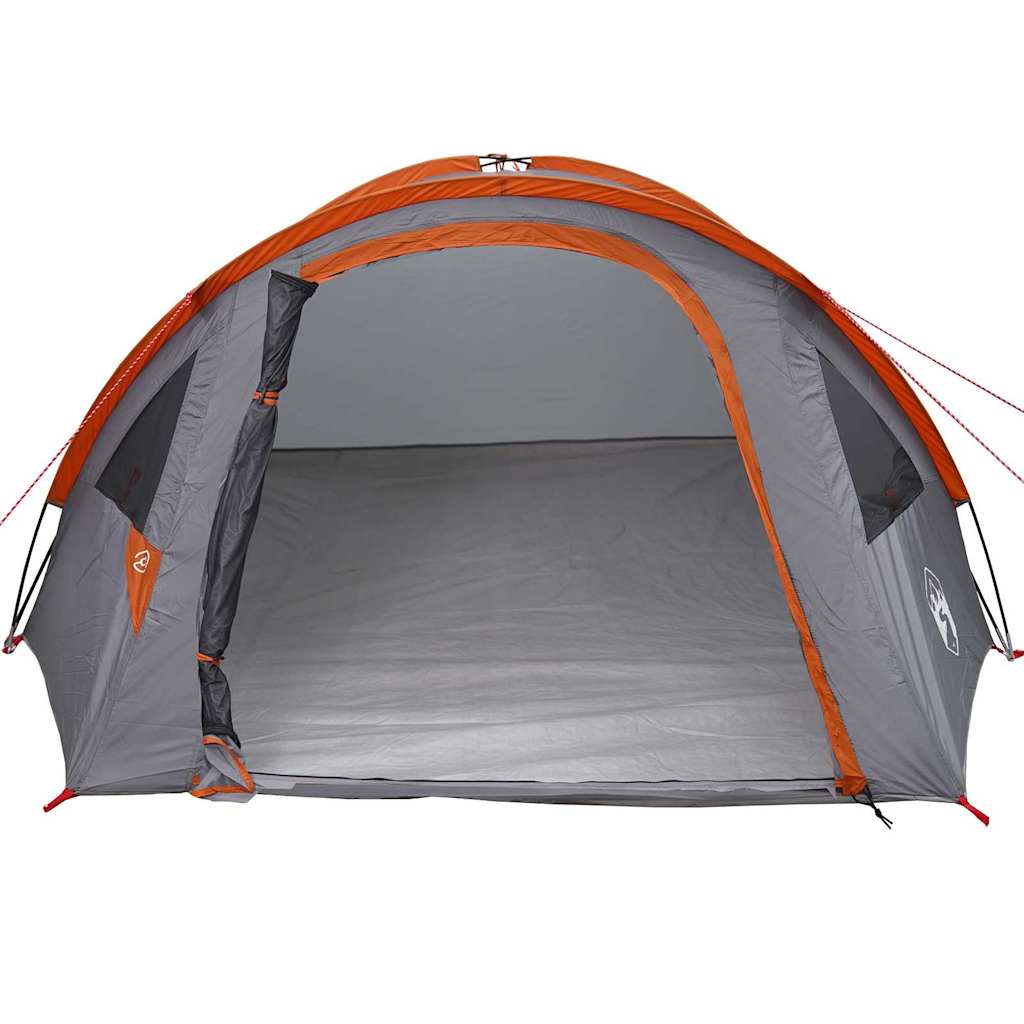 Kuppelzelt 4 Personen 308 x 268 x 130 cm Grau und Orange Taft