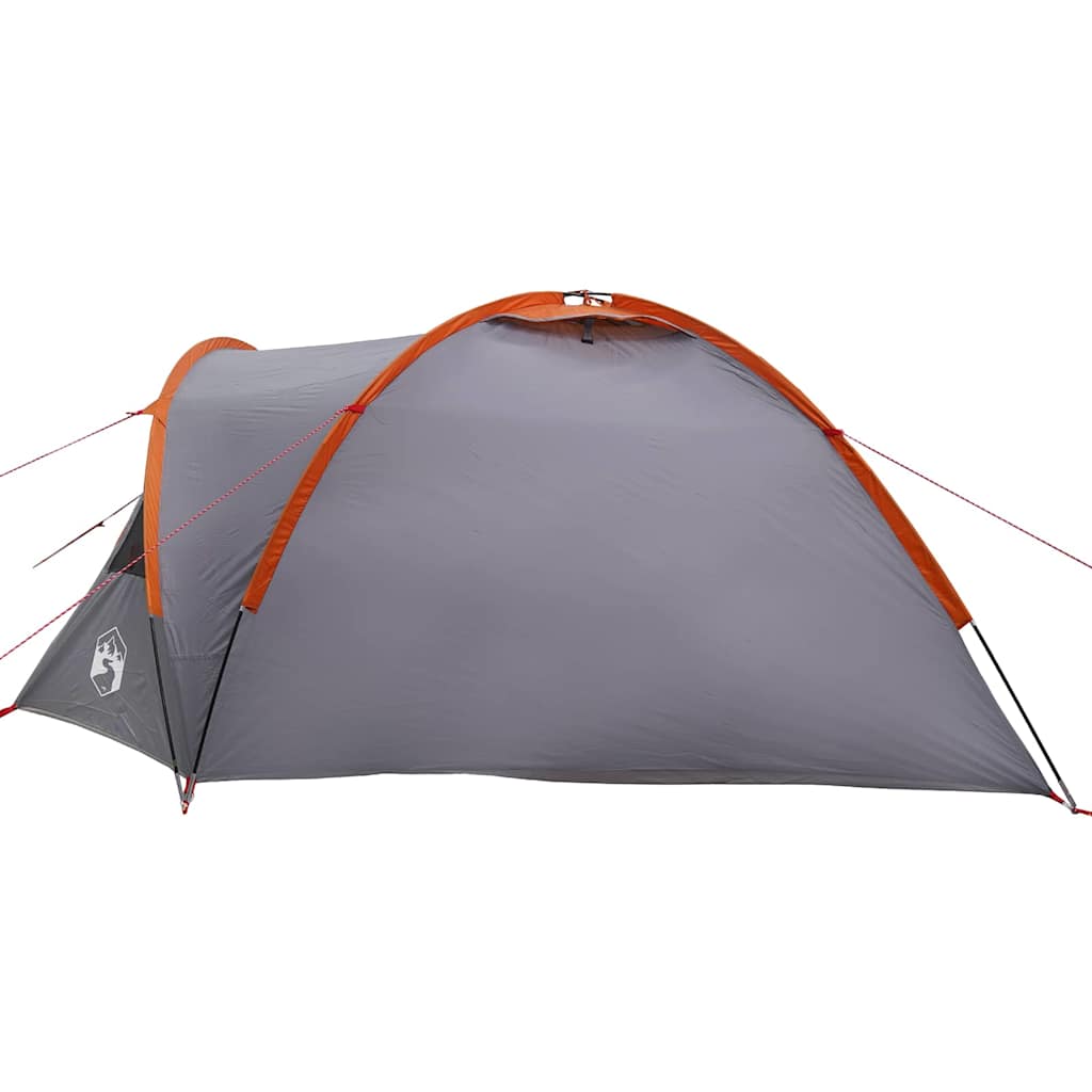 Kuppelzelt 4 Personen 308 x 268 x 130 cm Grau und Orange Taft
