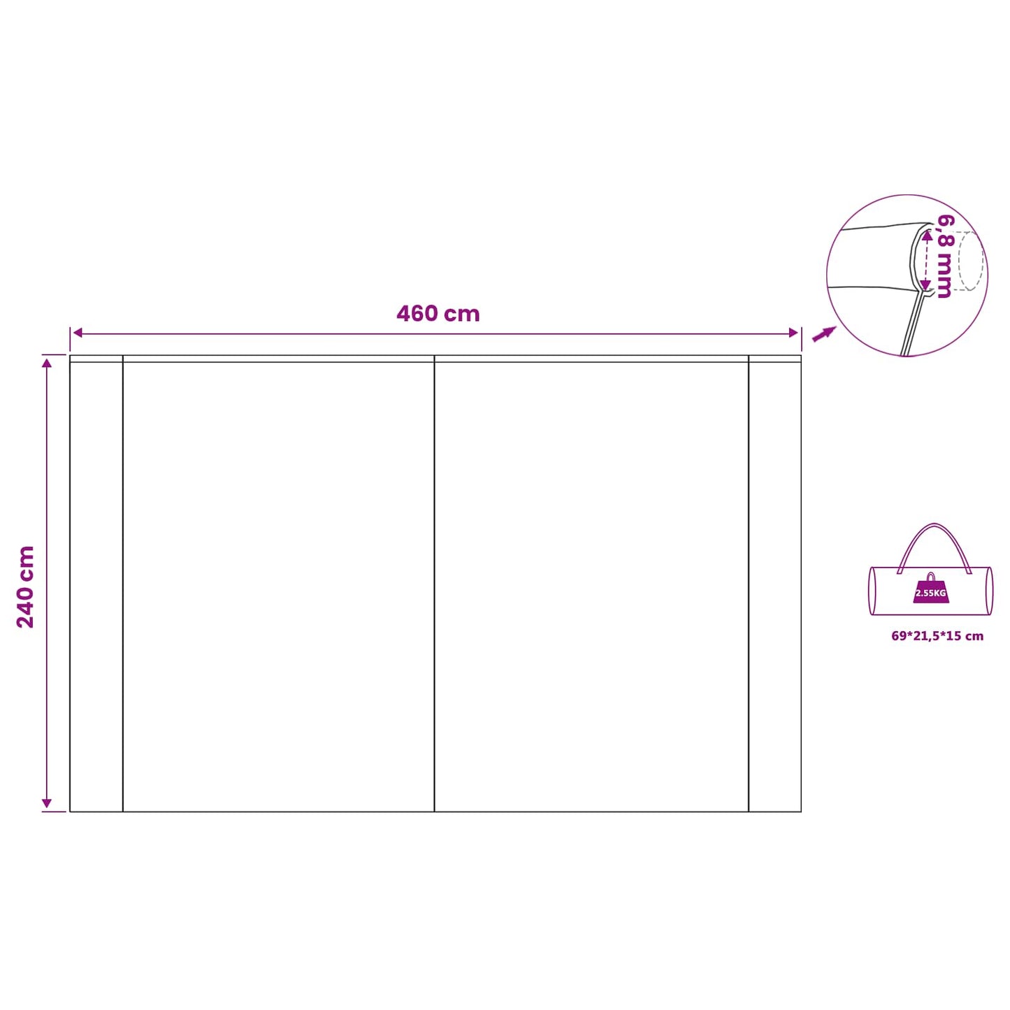 Wohnwagenmarkise Personen 240 x 460 cm Wasserdicht Blau Taft
