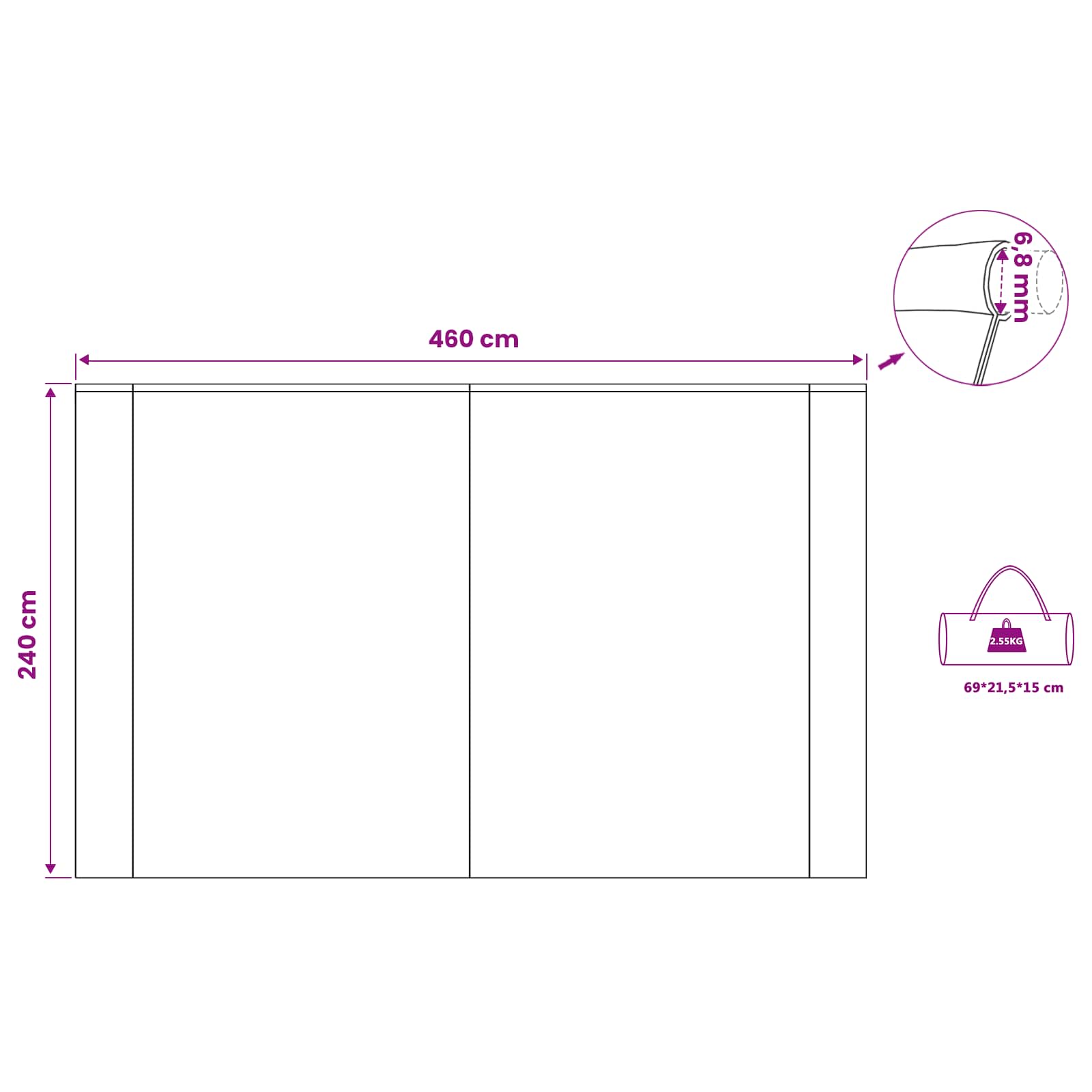 Wohnwagenmarkise Personen 240 x 460 cm Wasserdicht Blau Taft