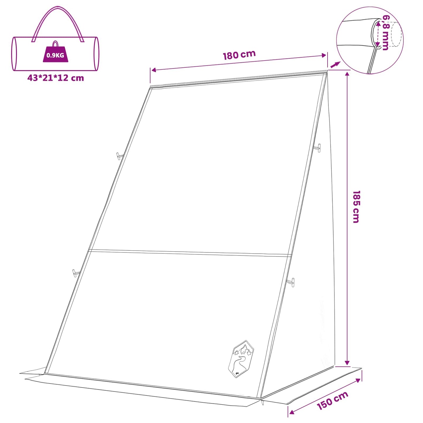 Heckklappenzelt Personen 190 x 150 x 185 cm Grau und Orange